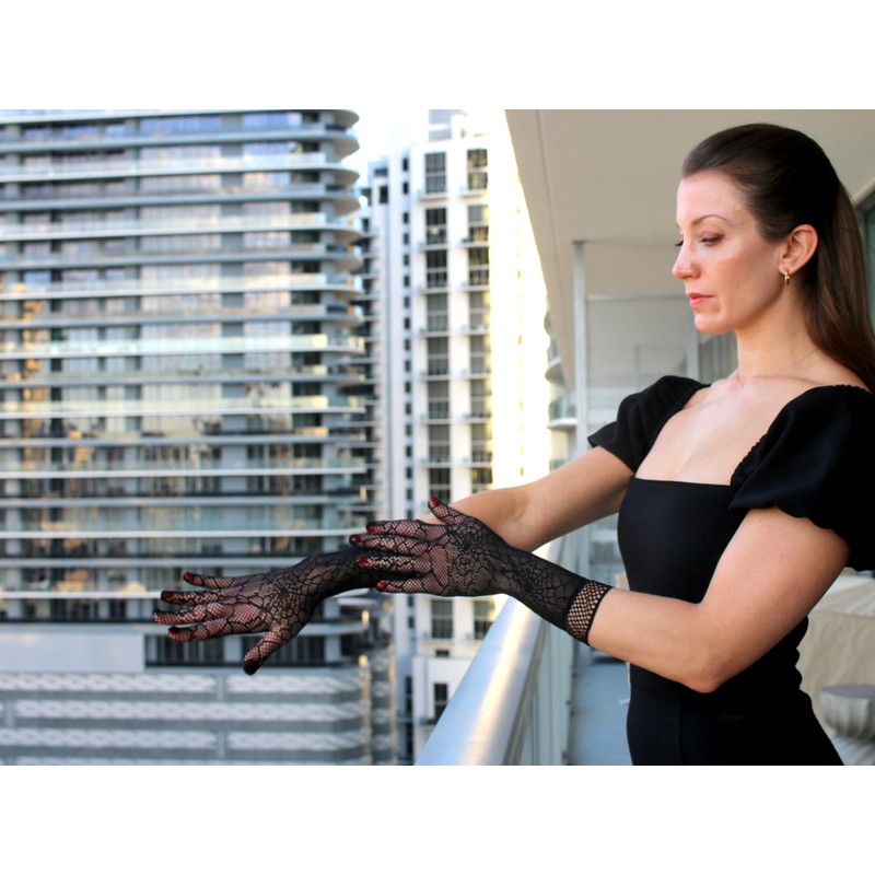 Millennials In Motion Spiderweb Lace Gloves Goth Fishnet Spider Web