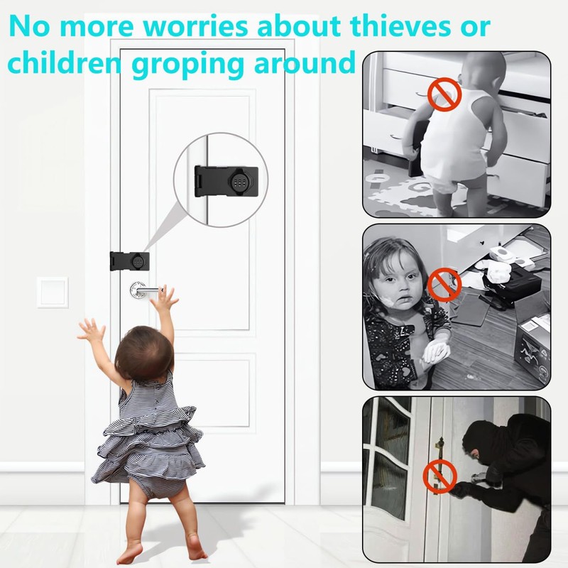 Closet Door Lock: 4.5inch Bifold Door Lock 3-Digit Password Cabinet