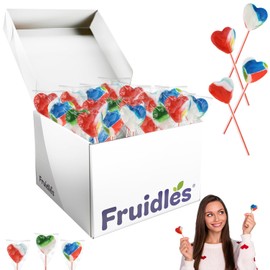 Fruidles Valentines Day Lollipop, Colored Heart Shaped Lollipops, Individually Wrapped, 500 Count (5 Pounds)