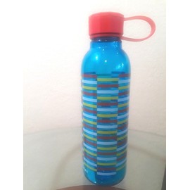 Starbucks Striped Multicolored Plastic Water Bottle Cup Twist off Lid w/ Handle