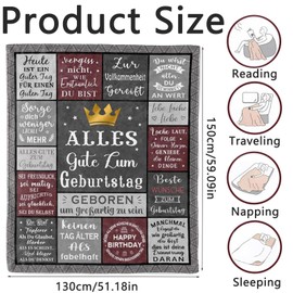 YEWCEP Men's Birthday Blanket, Grey, 130 x 150 cm, Polyester, Single Layer, Warm, Comfortable, Indoor and Outdoor Use, Decoration, Gift for Men
