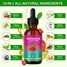 Berberine Liquid 1500mg - 60ml Nano Enhanced Formula | 8 Clinical Botanical Extracts (Bitter Melon, Green Tea) | Vegan, Keto & Gluten Free | Natural Pineapple Flavour