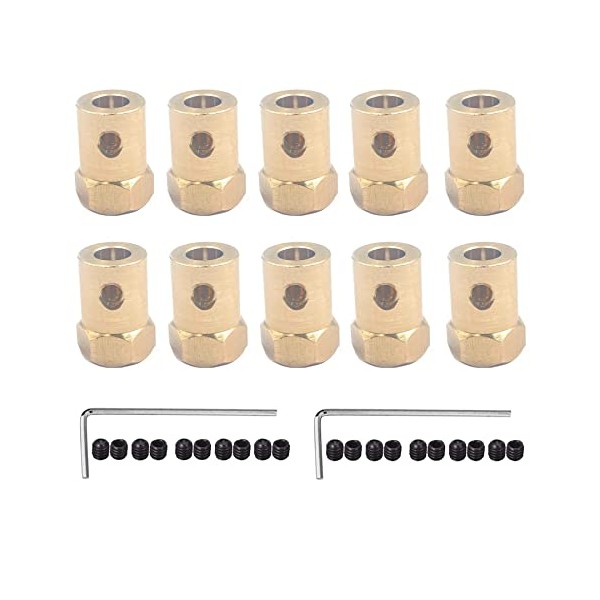 Pack of 10 3 mm Brass Hexagonal Shaft Coupling Motor
