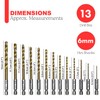 13 Titanium Coated Drill Bit Set - 1/4" Hex Shafts,