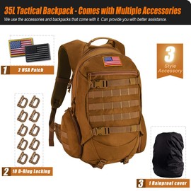 R.SASR 35L Motorcycle backpack for Men, Tactical Backpack, Military Backpack (Khaki)