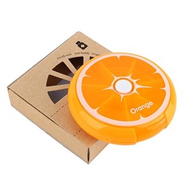Pastillero amarillo anaranjado Mini contenedor de píldoras fácil de llevar Caja de medicinas Caja de vitaminas para medicinas Almacenamiento con patrón de limón
