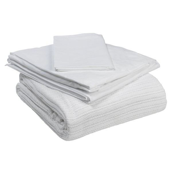 Drive Medical 15030HBC Hospital Bed Bedding in A Box, White , 4 Piece Set