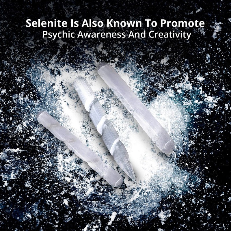 Natural Solution Selenite Healing Crystals, 2 Wands with 1 Massage