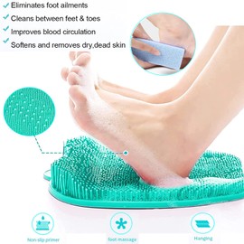 Larger Shower Foot Scrubber Massager Mat,Foot Massager Set,Acupressure Mat with Non-Slip Suction Cups,Cleans,Exfoliates& Massages Your Feet Without Bending,Improve Foot Circulation& Soothes Tired Feet