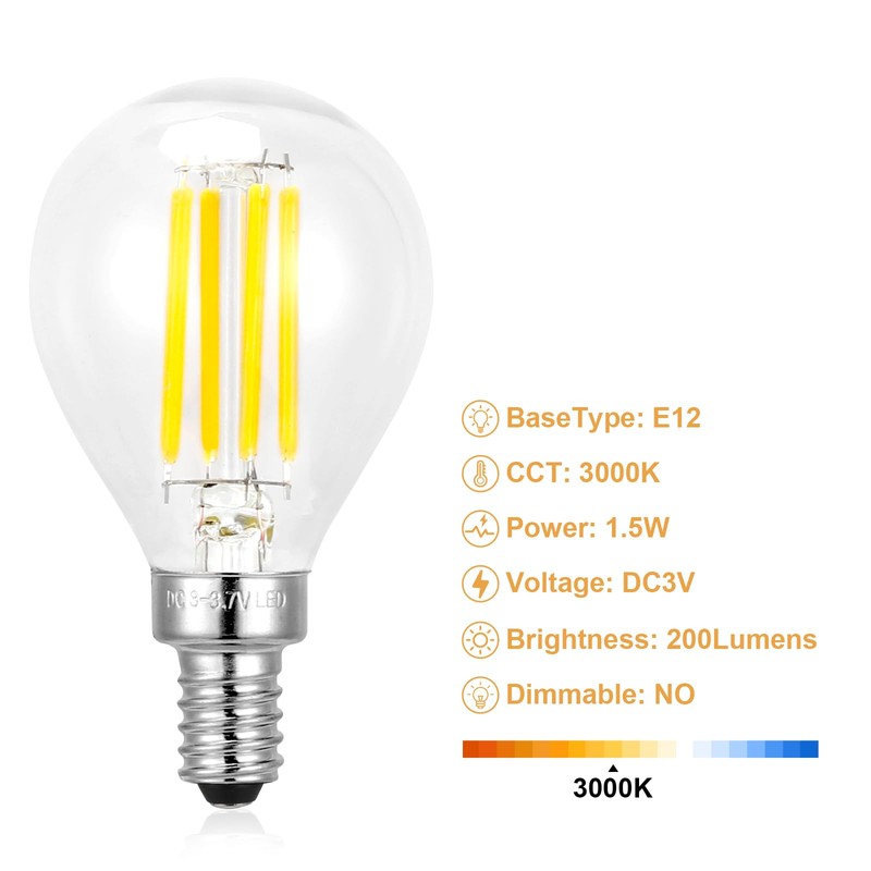 Kakanuo G45 Bulb, 1.5W Dimmable Warm White 3000K Light with