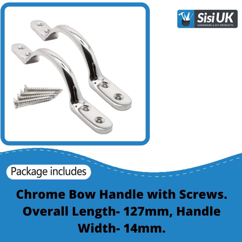 SISI UK Chrome 5 Inch Pull Handle 127mm Chrome Bow