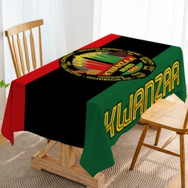 Hafangry Happy Kwanzaa Black Red Green Table Cloth Kinara Candles African American Heritage Holiday Decoration Home Dining Room Kitchen Table Cover Decor - 60×84 Inch