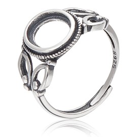 Beebeecraft 1 Box Adjustable Finger Ring Findings 925 Sterling Silver Butterfly Bezel Cup Ring Settings with 12x9mm Trays for DIY Rings Making Crafts