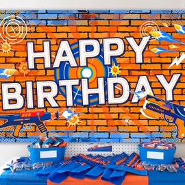 Dart Battle Birthday Party Backdrop, 71''x43'' Dart War Themed Photography Background for Dart Gun Birthday Party Decorations Supplies