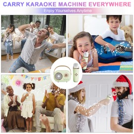Mini Karaoke Machine,Karaoke Machine for Kids and Adults,Cute Karaoke with Microphone Set ,Portable Bluetooth Speaker with Microphone,Retro Handheld Style for Family Party Meeting Singing (Green)