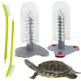PINVNBY 4 Pack Turtle Brush Turtle Scratches Back Brush with Suction Cup Turtle Shell Cleaning Brush Turtle Tank Accessories for Remove Turtle Shell Scutes Mud Dirt