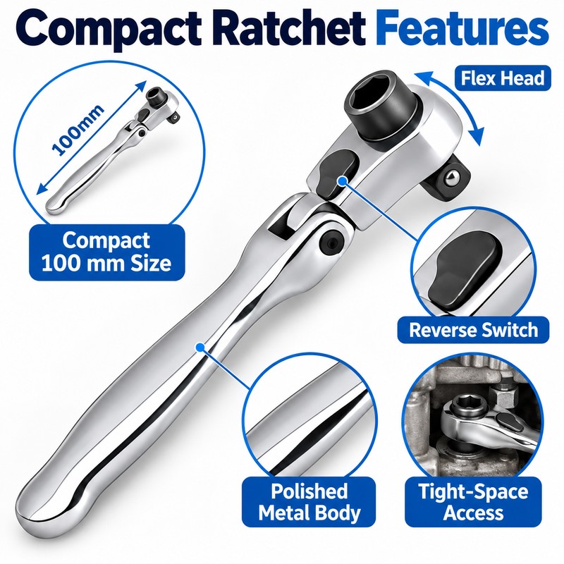 Double-Head Mini Ratchet Wrench – Fast Reversible Socket Tool for