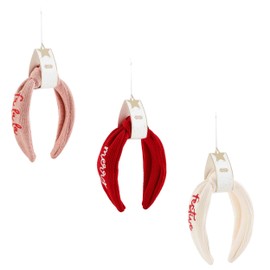 Mud Pie Women's Christmas Embroidered Headband, Blush, One Size