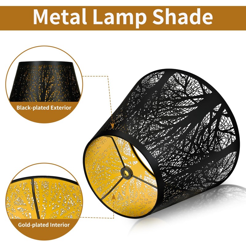 Small Lamp Shade, ALUCSET Barrel Metal Lampshade with Pattern of