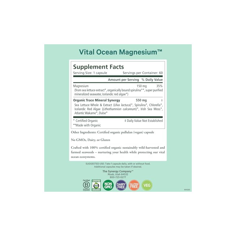 Pure Synergy Vital Ocean Magnesium for Energy & Sleep 60