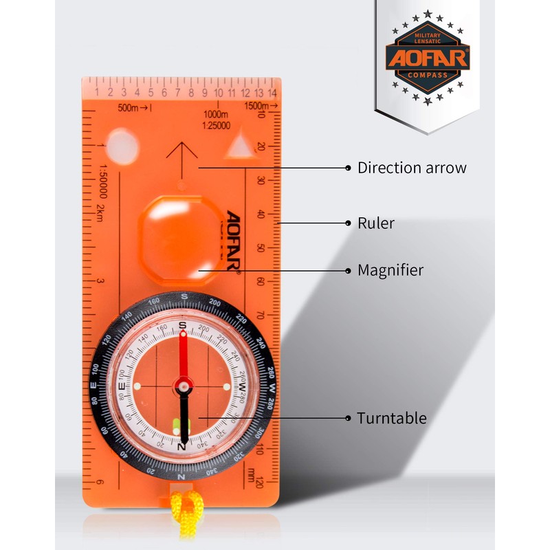 AOFAR Orienteering Compass AF-5C for Hiking , Boy Scout Compass