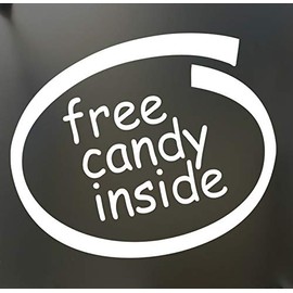 Stickers Decals Funny (Color White) Free Candy Inside Funny Decal Bumper Sticker car Truck Window Laptop