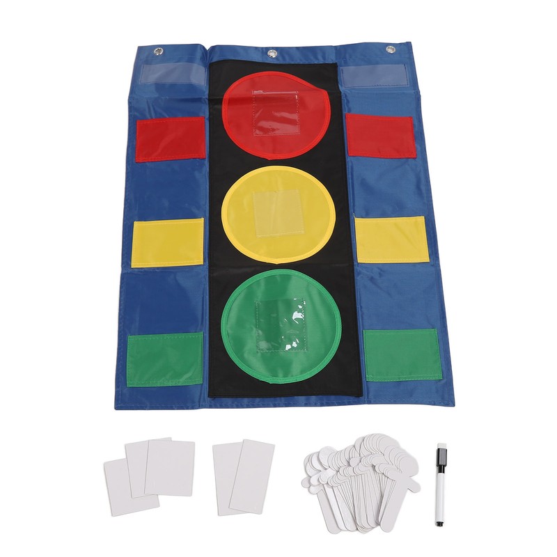 Stoplight Learning Pocket Chart Dry Erase Cards Pen Behavioral Management