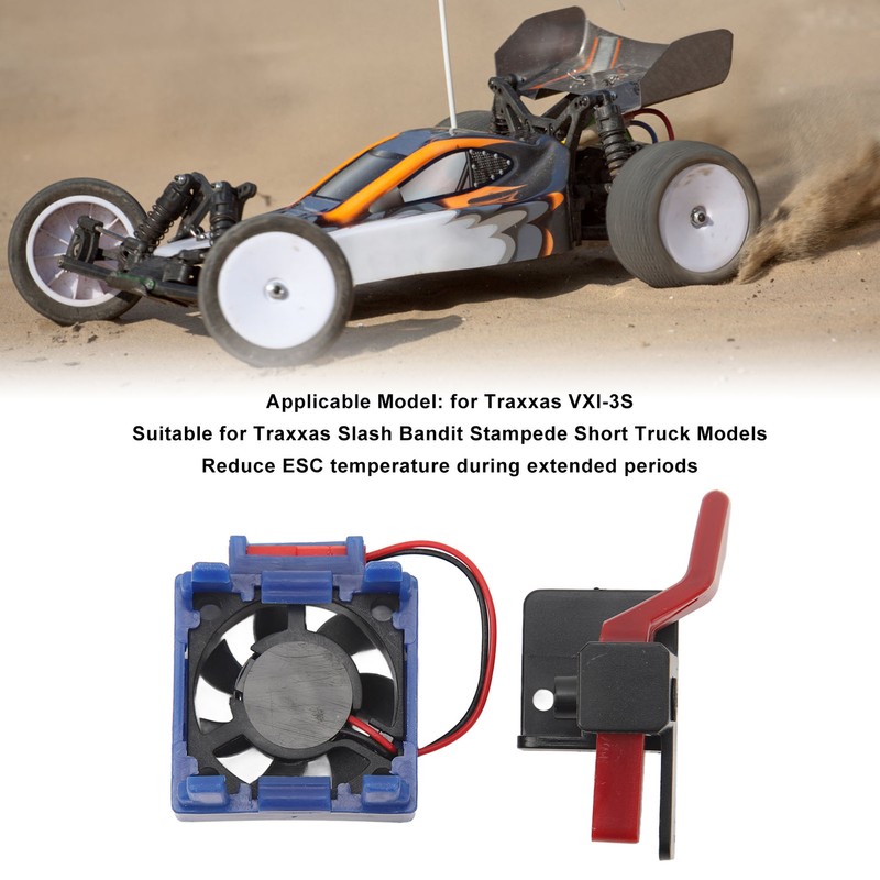 ESC Cooling Fan ESC Reset Switch Set for Traxxas VXl