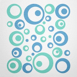 WANDfee® Wall Tattoo, Circles, Dots, 50 Stickers, Colour Choice For Children's Bedroom, Living Room, Hallway, Bathroom, Kitchen, Tile Stickers, blue
