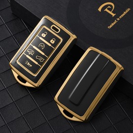 ELOHEI Key Fob Cover for Jeep, Premium Soft Full Protection Key Fob Case for 2022 2023 2024 Jeep Cherokee Grand Cherokee Wagoneer Grand Wagoneer Compass Renegade Accessories(Black)