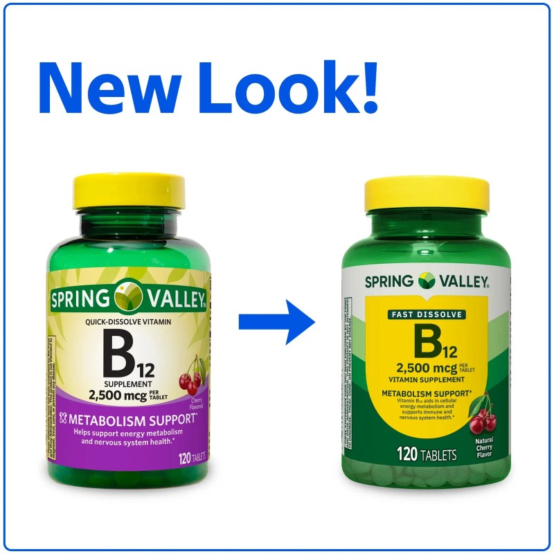 Spring Valley Vitamin B12 Quick Dissolve Tablets Supplement 2500 Mcg