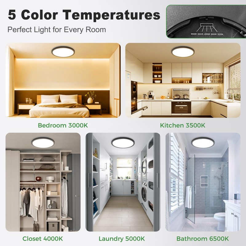 zemty 4Pack LED Flush Mount Ceiling Light, 12Inch 24W Dimmable