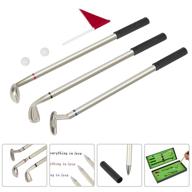 LANTOOZI Golf Pen Set, Mini Desktop Golf Ball Pen, Top