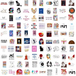 100 PCS Music Stickers, Waterproof Laptop Stickers Aesthetic Pop Singer Decal for Music Lovers, Reusable Vinyl Stickers Scrapbooking Stickers for Phone Skateboard Luggage Car Decals, Style F