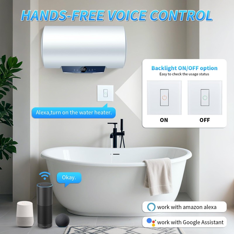 Smart Immersion Heater Timer Switch, 40A 8000W WiFi Smart Water