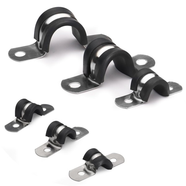 50pcs Stainless Steel Cable Clamps,U-Shaped Wire Clamps in 6 Sizes