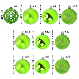 NJN 100Pcs Christmas Ball Ornament Set, Apple Green Ornaments for Xmas Tree Decor Plastic Shatterproof Decorative Hanging Baubles for Holiday Party St. Patrick's Day Decoration