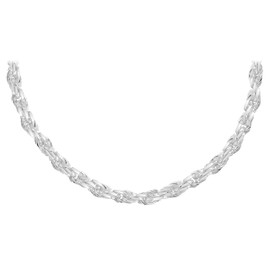 Tuscany Silver Women's Sterling Silver 4 mm Solid Diamond Cut Rope Chain Necklace of Length 41 cm/16 Inch