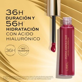 L'BEL Labial Líquido Infini Absolu 7g | No Transfer, Acabado Mate, 36H de Duración y 56H Hidratación con Ácido Hialurónico | Aplicador Preciso, Ultra 
