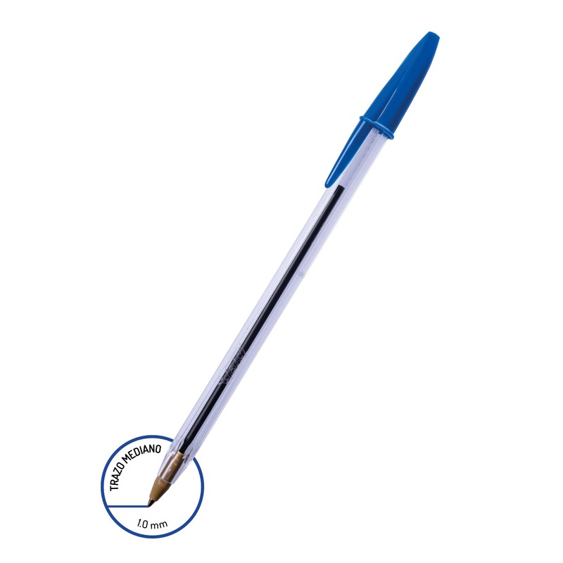 BIC Bolígrafo Cristal Punto Mediano 1.0 mm Cuerpo Hexagonal Tapa