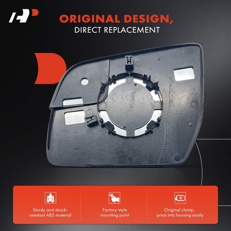 A-Premium Right Passenger Side Non-Heated Mirror Glass with Backing Plate