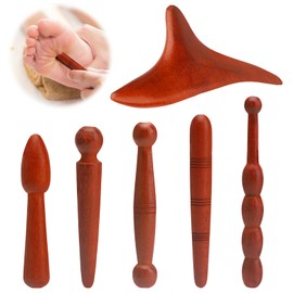 ZMDMAH 6 Stück Triggerpunkt Massagegerät Massage Holz Fuß Massagestab Massagestäbchen Muskel Holz Akupressurstift Trigger Massage Zubehör für Entspannung Füße Nacken Schultern Arme