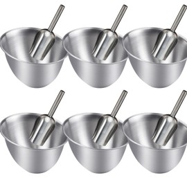 GOVNPJ Angled Candy Bowl, 12 Pcs Stainless Steel Serving Bowls Reusable Buffet Containers with Scoops 27 oz Serving Bowls Kit for Salad Cooking Parties