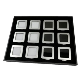 LYSUZ Premium Jewelry Display Tray Organizer - Metal Storage Box with Anti-Scratch Black & White Velvet Cushion, Medium Size 2.2 x 2.2 Inches for Diamond Gemstone Display, Jewelry Store (Silver)