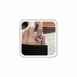 Wendalern Silver Snake Ring Open Adjustable Sapphire Snake Ring Goth Snake Animal Band Ring Personality Blue Eye Serpent Index Finger Ring Hip Hop Jewelry for Women Girls