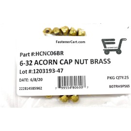 6-32 Acorn Cap Nuts Solid Brass (25 Pieces)