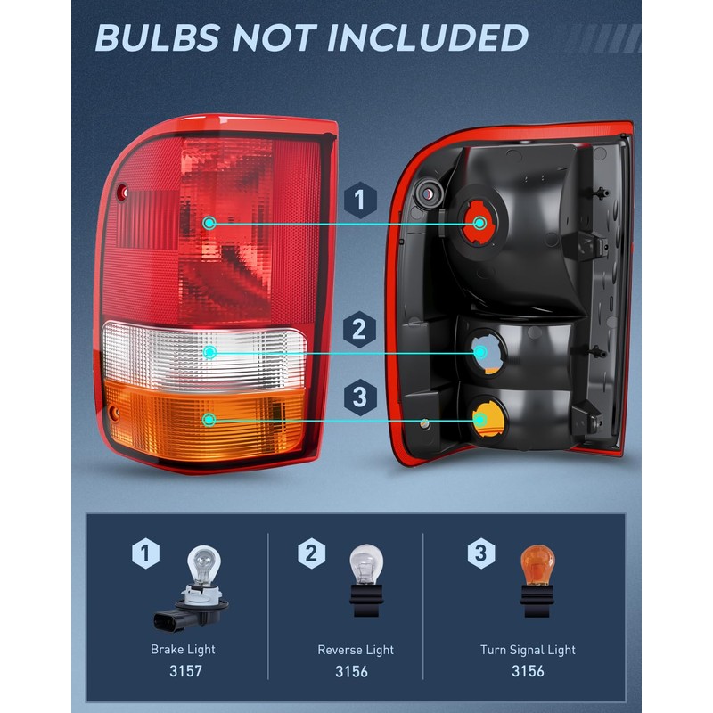 Nilight Taillight Assembly for 1993 1994 1995 1996 1997 Ford