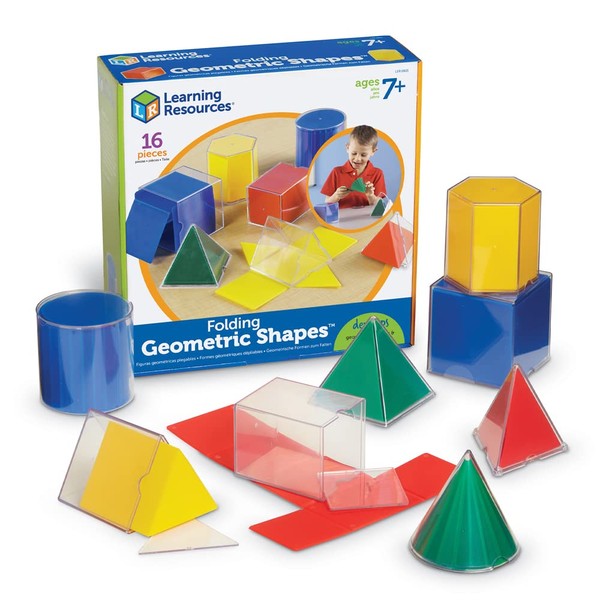 Learning Resources Folding Geometric Shapes - 16 Pieces, Ages 7+ Geometry Accessories, Teacher Aids, Math Helper, Teacher Supplies, Math Games for Kids,Back to School Supplies