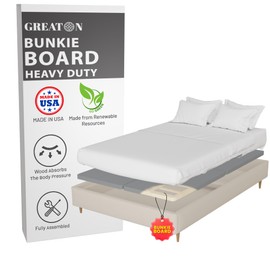 Greaton, 1.5” Split Wood Bunkie Board for Bed Support - Fully Assembled, Low Profile Bed Support-Design, King(Fold), Gray.
