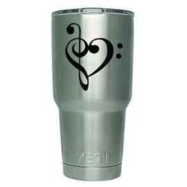 CMI 2 Pack- Treble BASS Clef Heart Love of Music Decal Sticker (Decal ONLY NOT CUP)